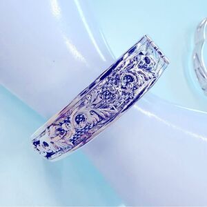 Vintage Whiting & Davis Co hinged bangle bracelet with safety chain 1950’s